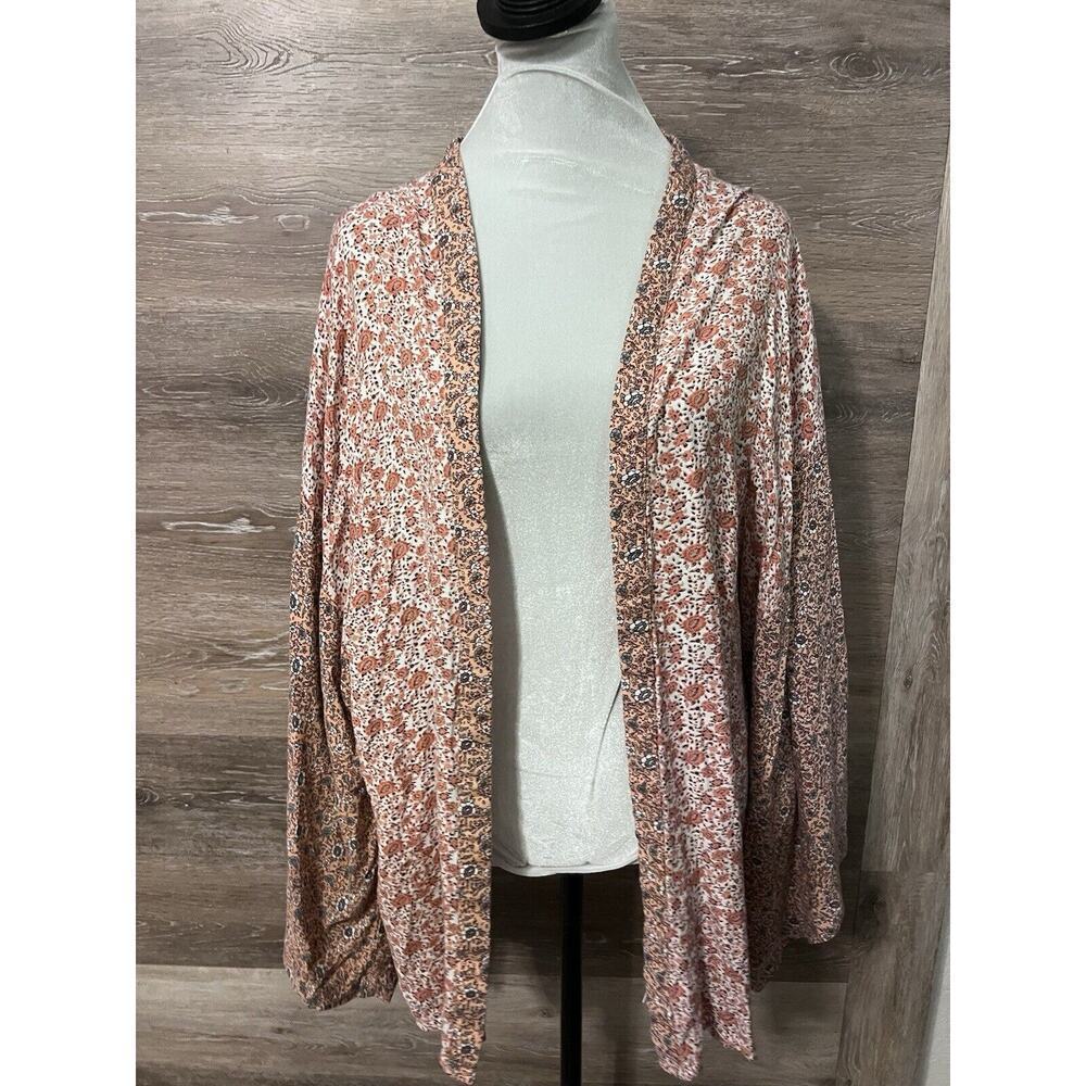 Boho Kimono Sim & Sam Cardigan Cover Up Anthropologie Peach Size S M Rayon Open